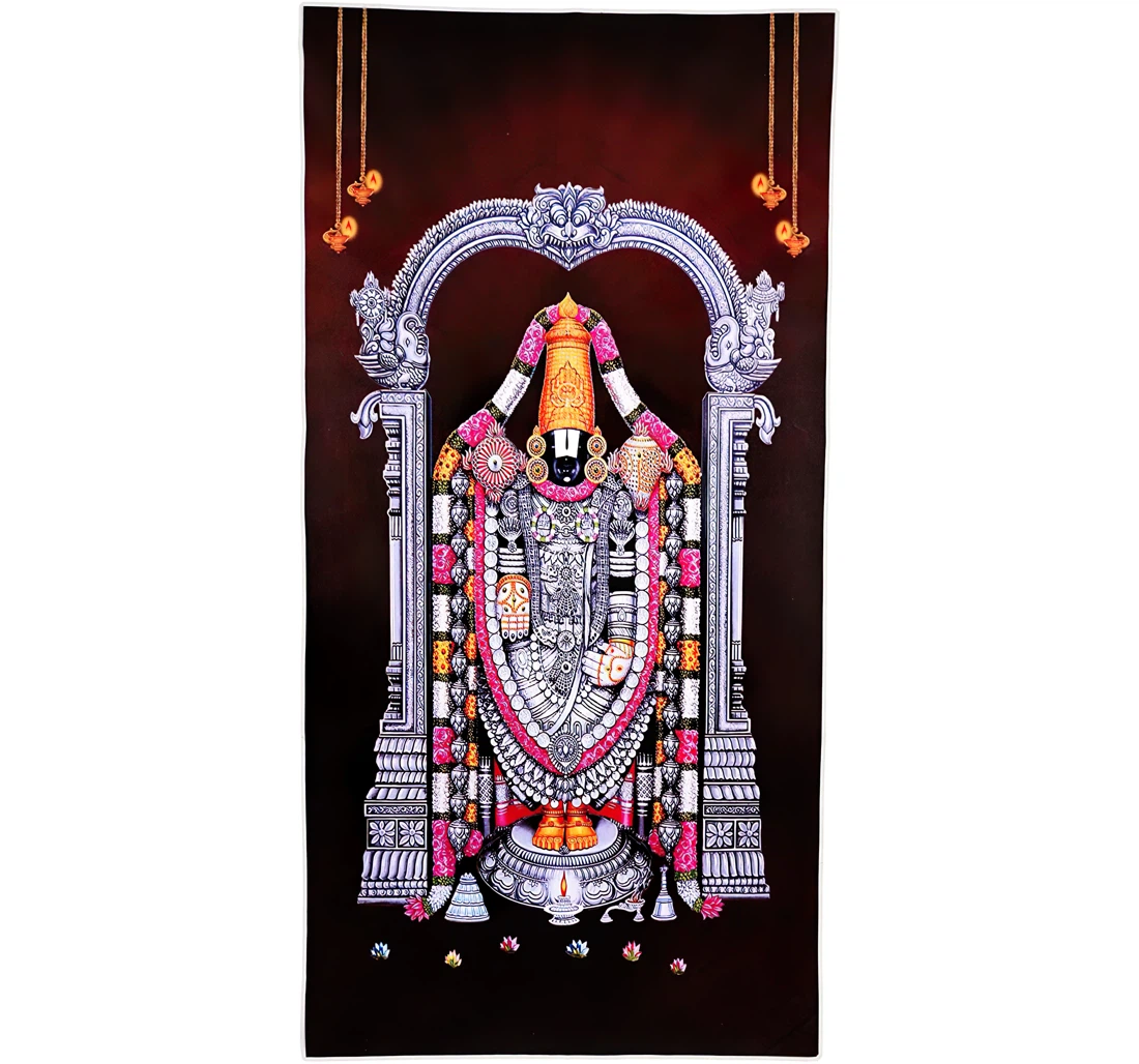 Poster, Canvas - Tirupati Balaji Sparkle Sticker Without Multicolor Vinyl Es Print Framed Wall Art