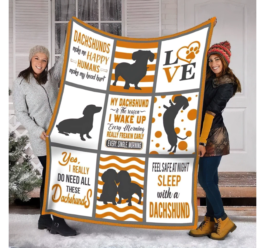 Throw Blanket, Quilt - Personalized Dachshund Quotes Wiener Dog Saying Dog Lover Es Sherpa Fleece