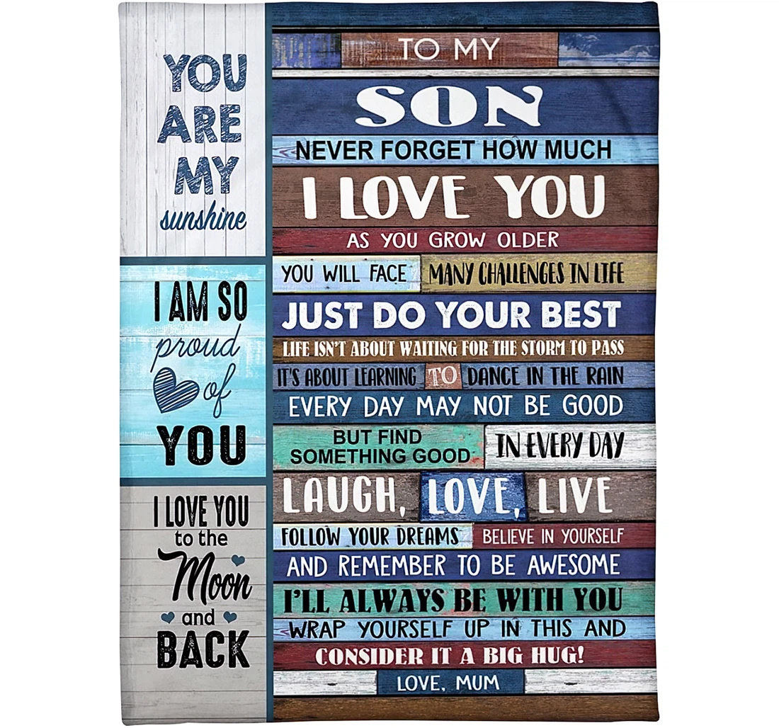 Throw Blanket, Quilt - Motivation Quotes To My Son From Mom Gift Halloween Fleece Sherpa Fleece