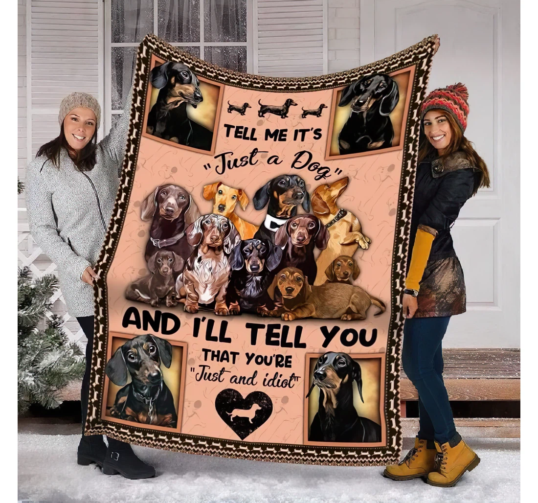 Throw Blanket, Quilt - Personalized Dachshund Puppy Dog Quotes Funny And Watching New Year Sherpa Fleece