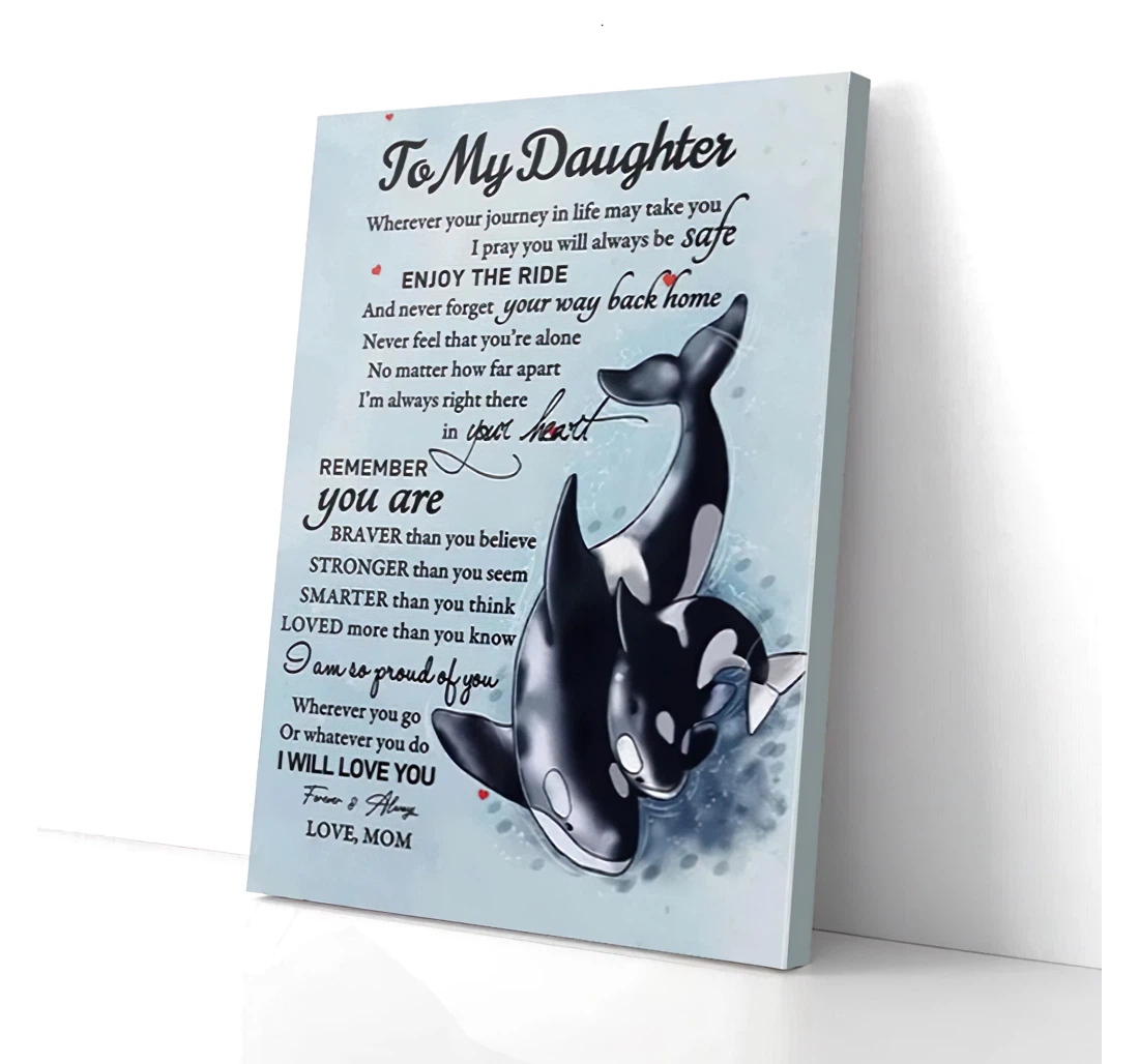 Poster, Canvas - To My Daughter Dolphins Mom Gifts Print Framed Wall Art