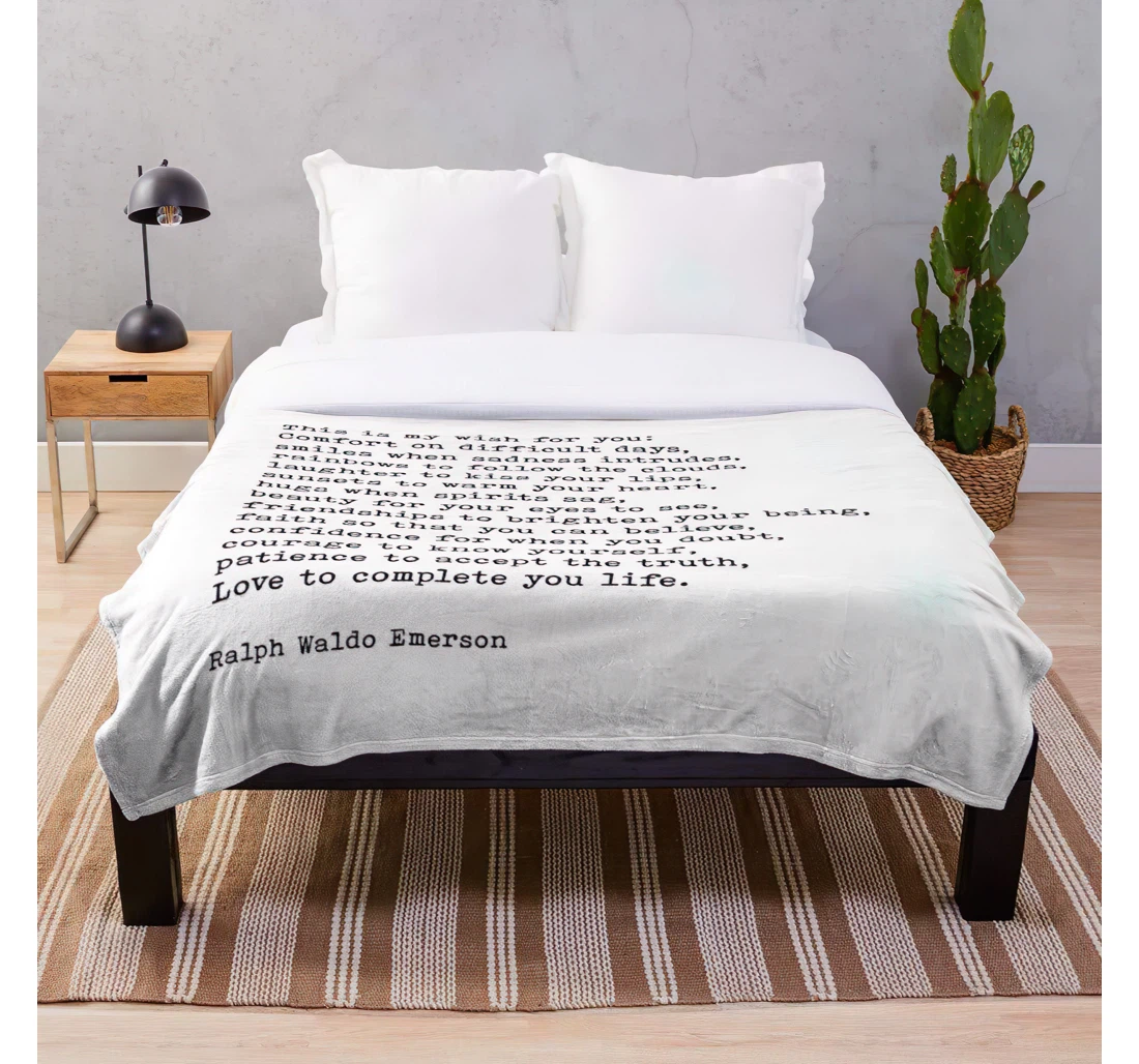 Throw Blanket, Quilt - You Love Poetry Emerson Poem Waldo This Quote Poems Wish Is Ralph My Customize Sherpa Fleece