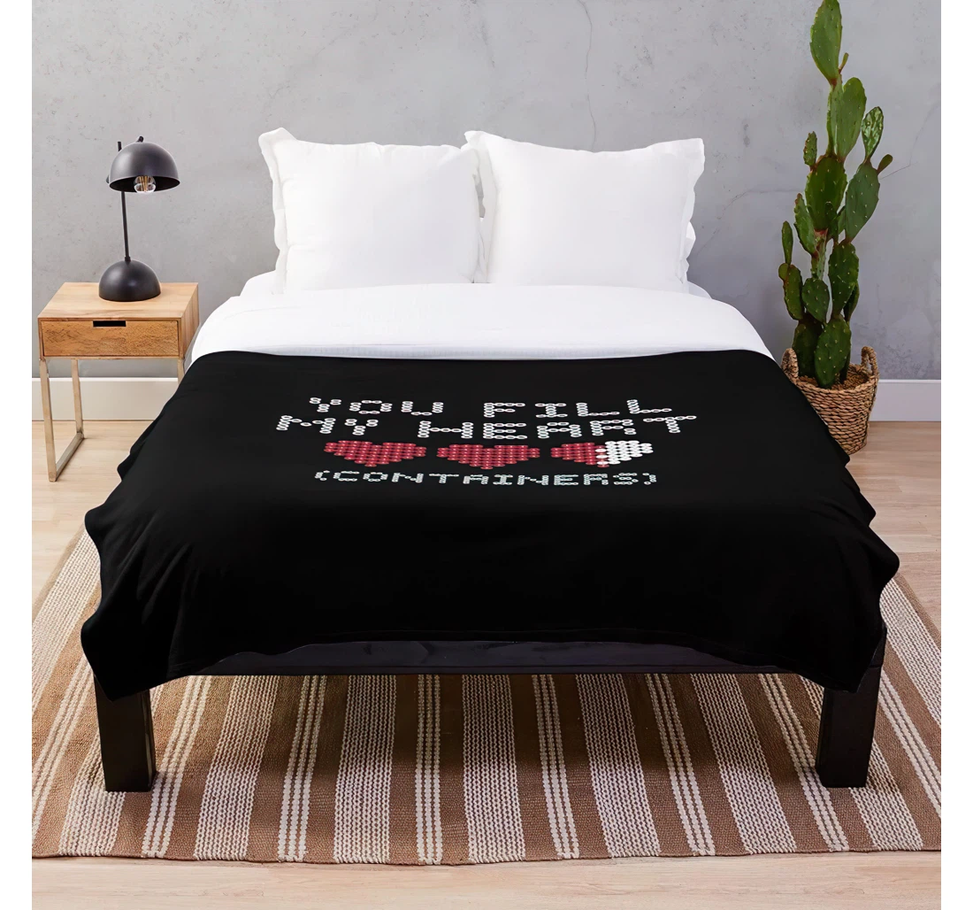 Throw Blanket, Quilt - Typography Vector Lettering Text Word Phrase Quote Minimalist Zelda- Luxurious Royal - Car Room Winter Tra Sherpa Fleece