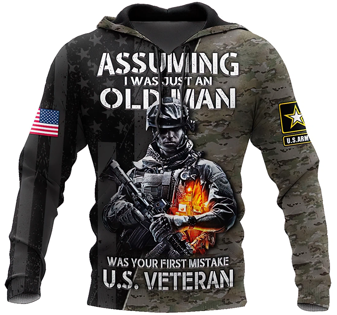 Personalized U.s. Army Veteran Wonderful Word Man And Woman - 3D Printed Pullover Hoodie