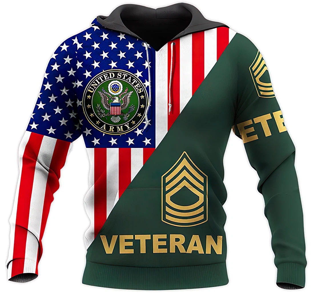 Personalized Us Army Us Flag Green Man And Woman - 3D Printed Pullover Hoodie