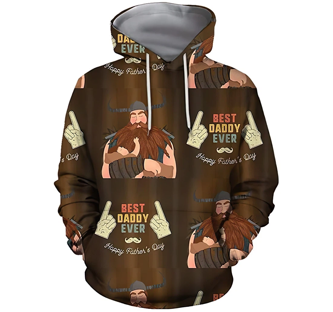 Personalized Happy Fathers Day Viking - 3D Printed Pullover Hoodie