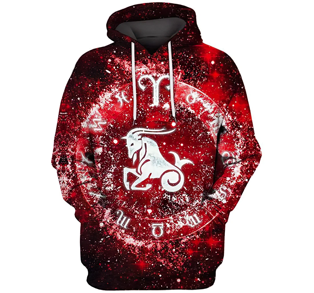 Personalized Zodiac Capricorn In Red Realistic - 3D Printed Pullover Hoodie