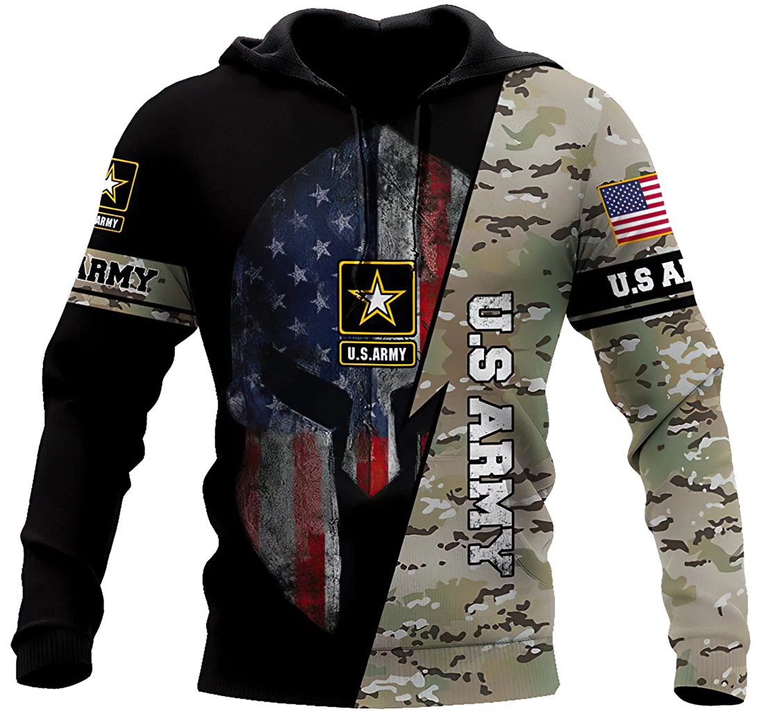 Personalized Us Army Us Veteran Man And Woman - 3D Printed Pullover Hoodie