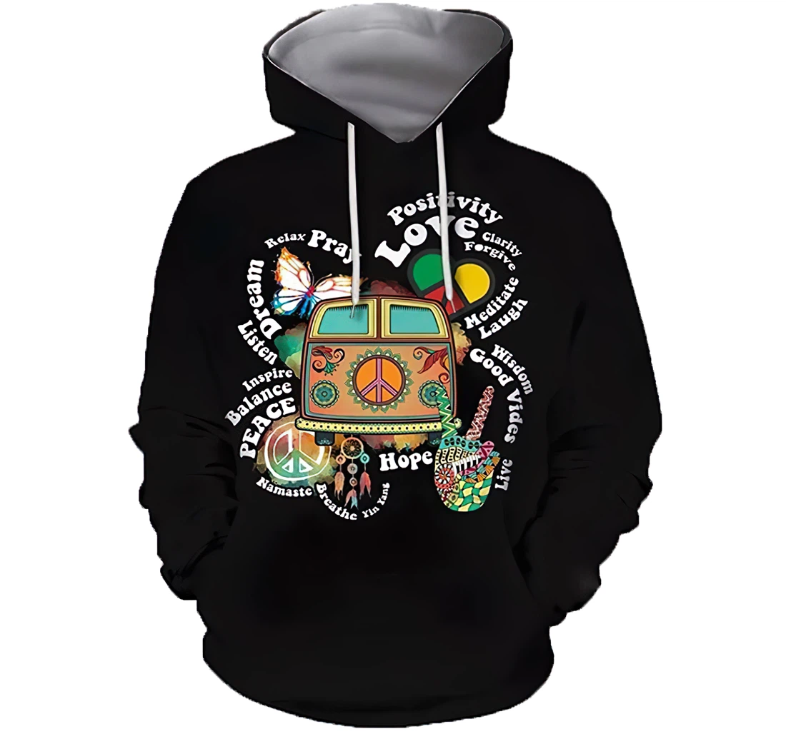 Personalized Hippie Quotes Hoodiest-shirt - 3D Printed Pullover Hoodie