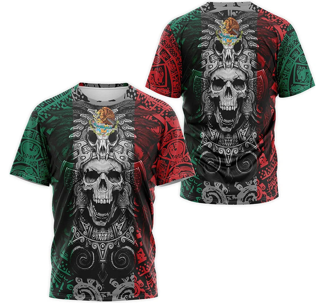 Personalized T-Shirt, Hoodie - Mexico Coat Of Arms Skull Aztec Mayan Warrior Pattern 3D Printed