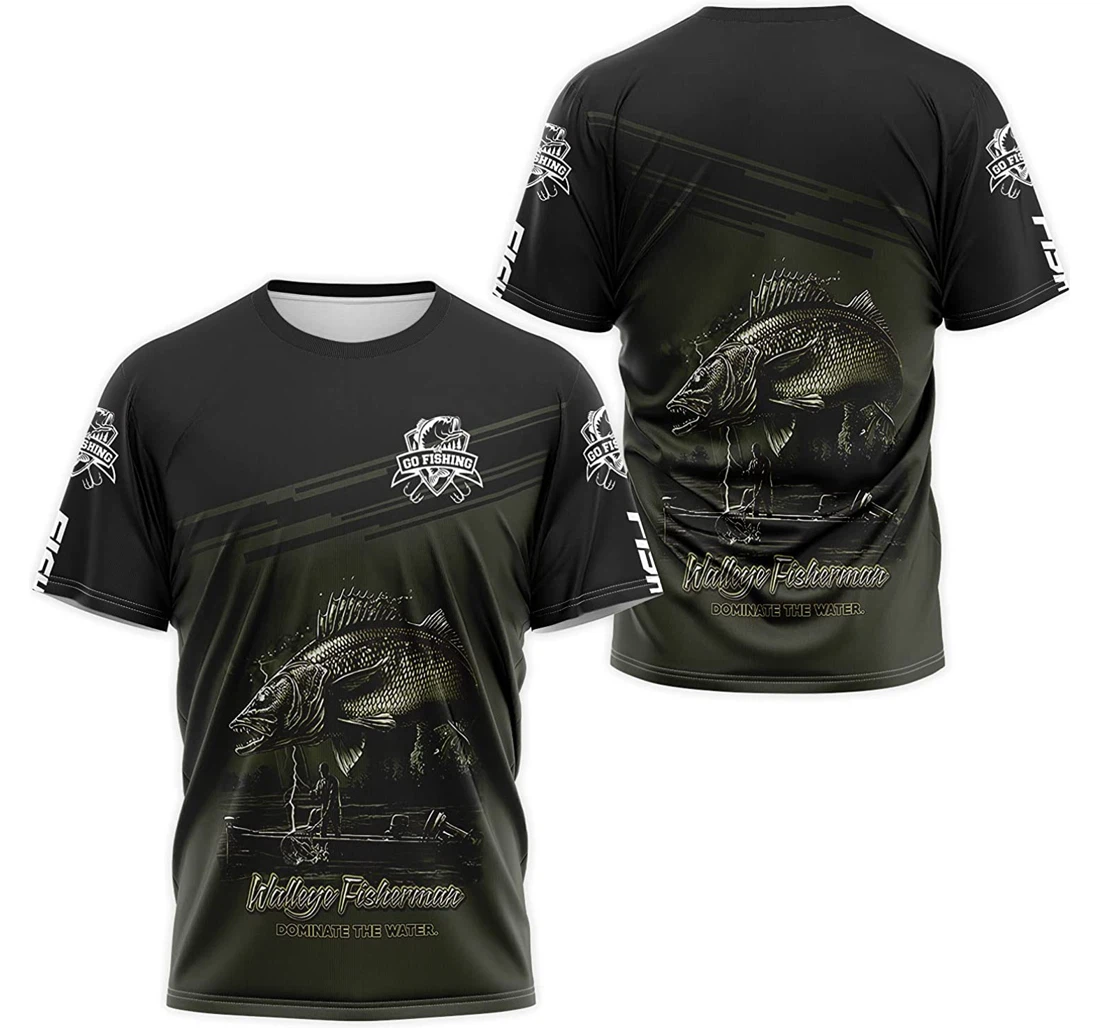 Personalized T-Shirt, Hoodie - Go Fishing Reaper Walleye Fisherman Dominate The Water 3D Printed