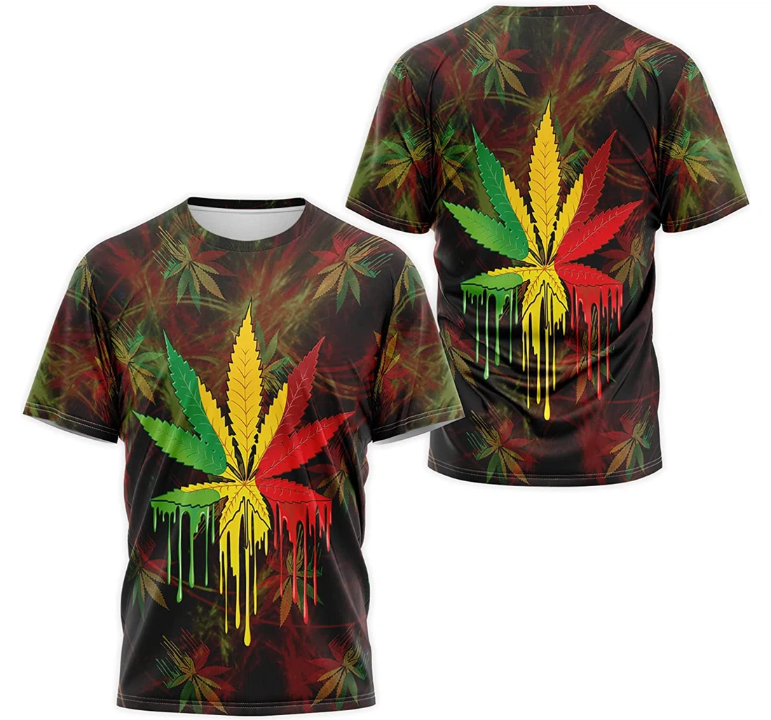 Personalized T-Shirt, Hoodie - Red Blue Green Cannabis Weed Painting 3D Printed