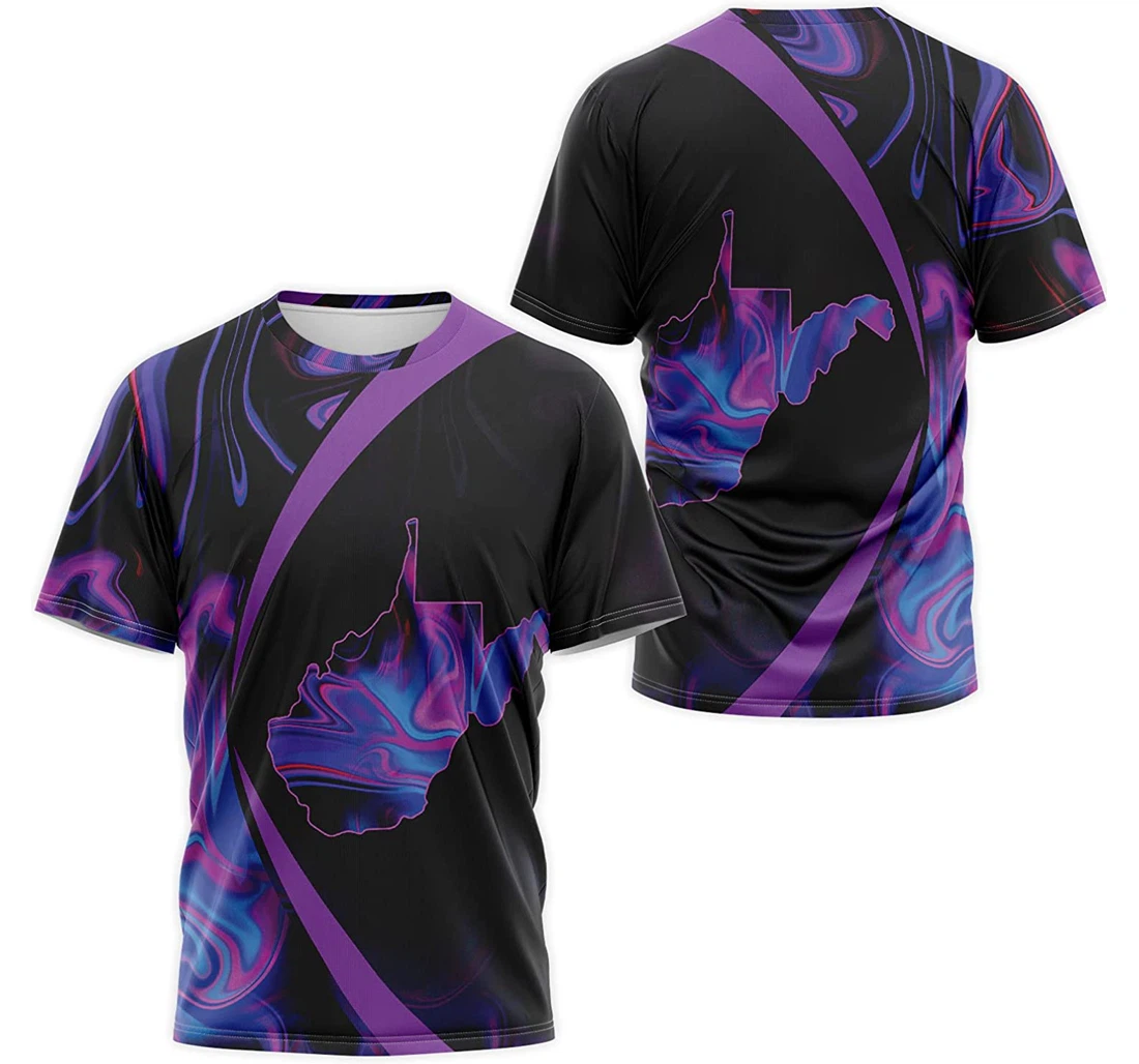 Personalized T-Shirt, Hoodie - Purple Gradient West Virginia Flag Map 3D Printed