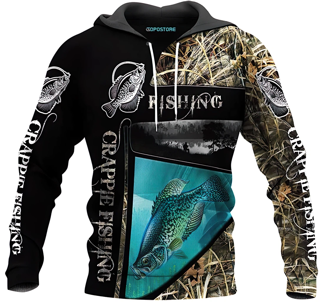 Personalized Love Crappie Fishing Fleece Short - 3D Printed Pullover Hoodie