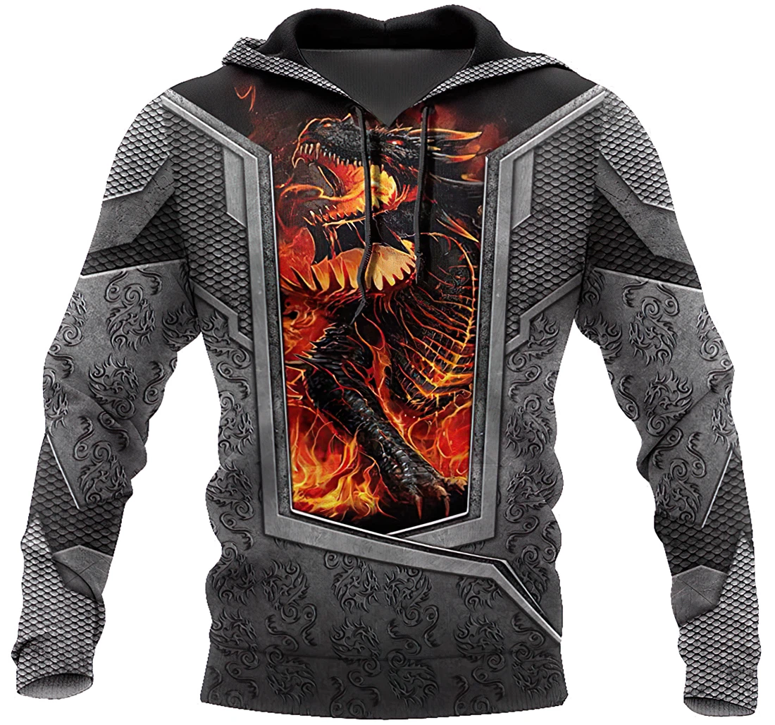 Personalized Tattoo And Fire Dragon - 3D Printed Pullover Hoodie