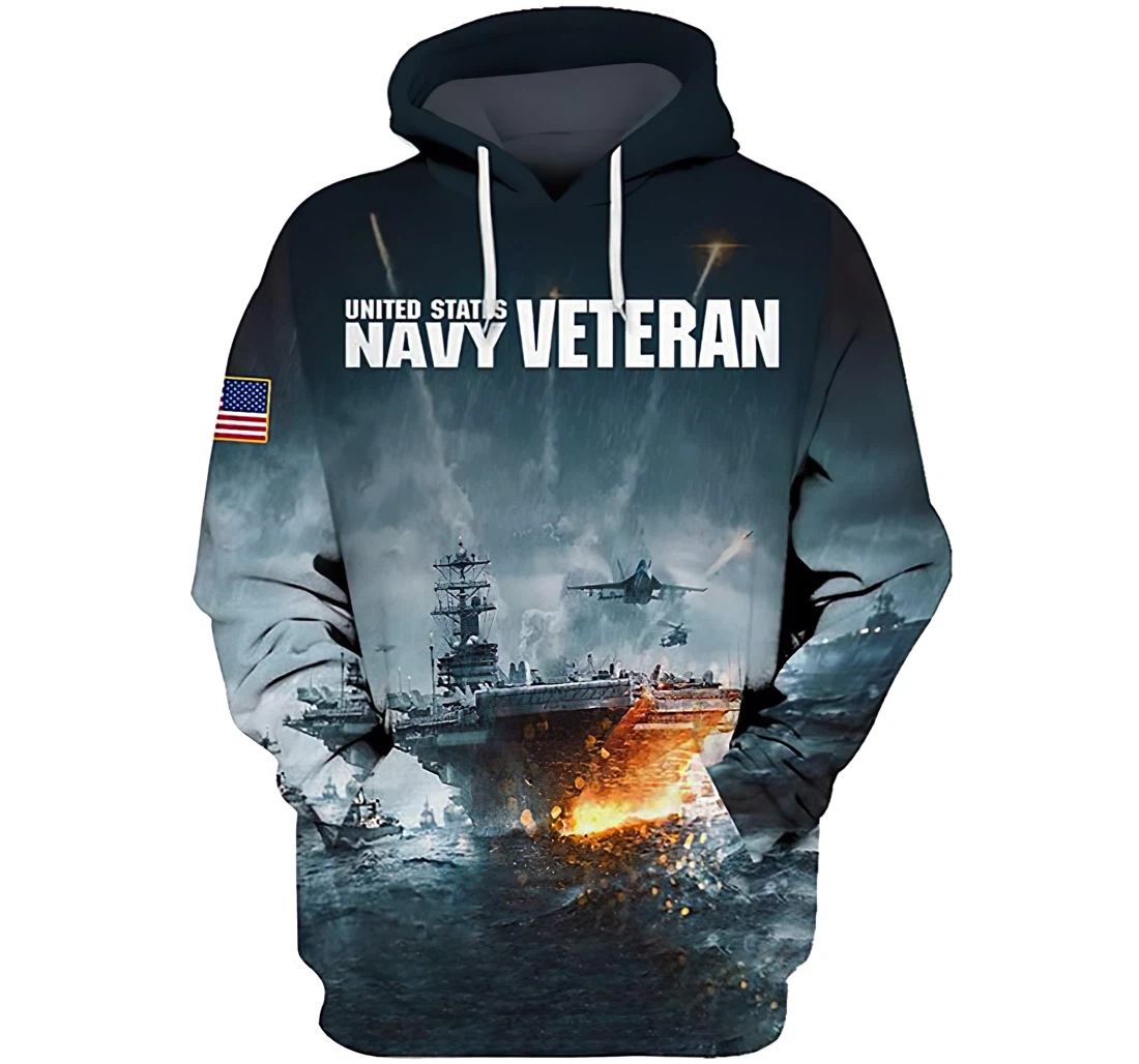 Personalized U.s Army Navy Veteran Battleship Man And Woman - 3D Printed Pullover Hoodie