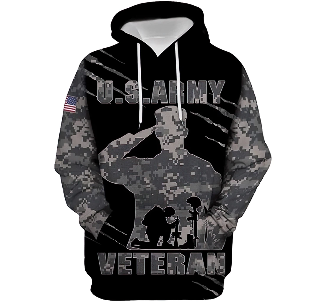 Personalized U.s Army Veteran Camo Soldier Man And Woman - 3D Printed Pullover Hoodie
