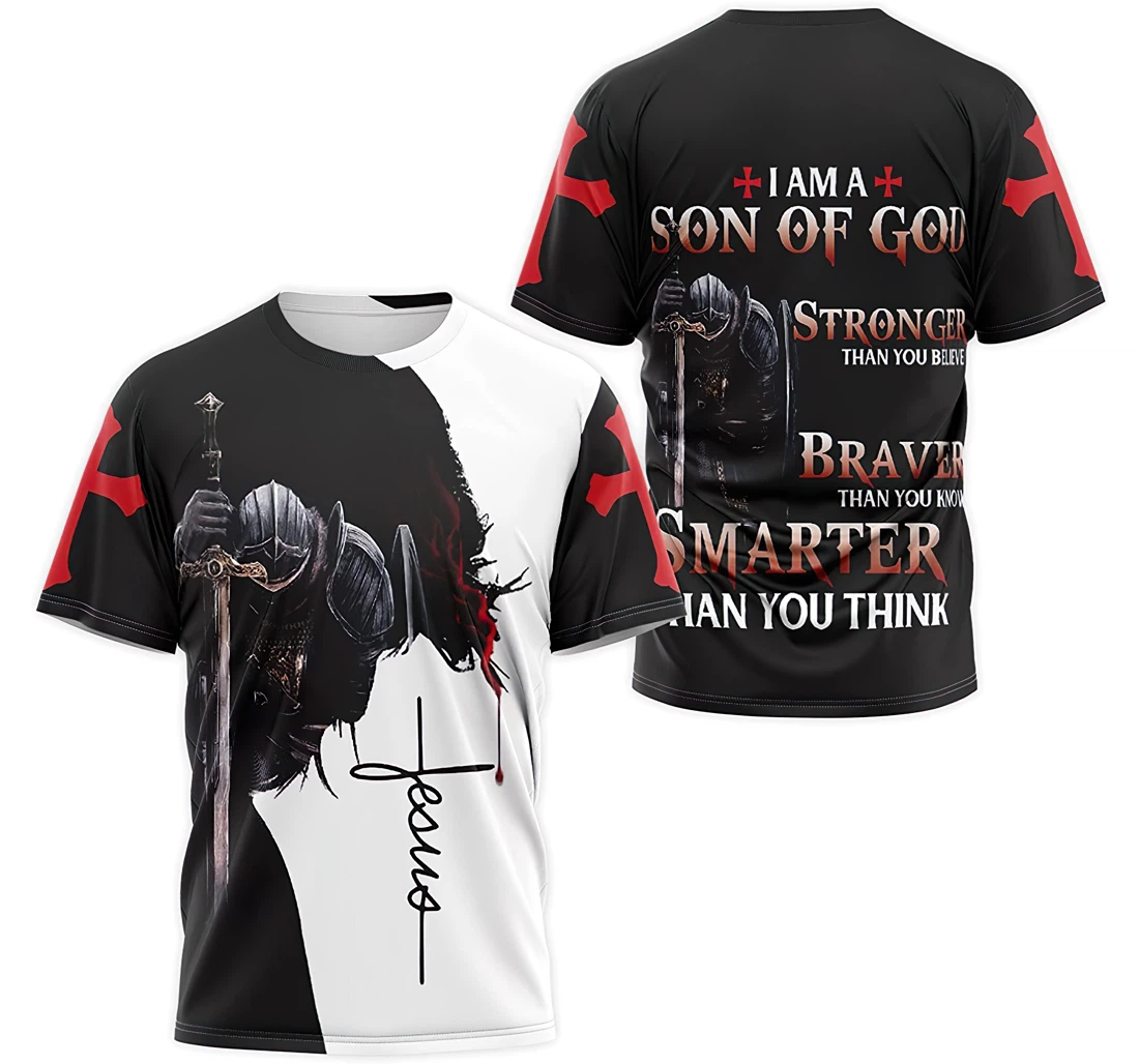 Personalized T-Shirt, Hoodie - Christ Jesus Templar Knights I Am A Son Of God Stronger Braver Smarter 3D Printed