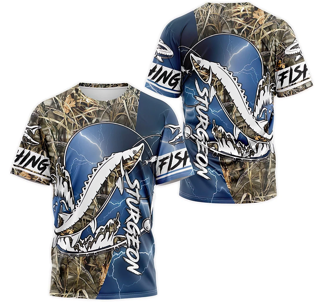 Personalized T-Shirt, Hoodie - Sturgeon Fishing Blue Thunder 3D Printed
