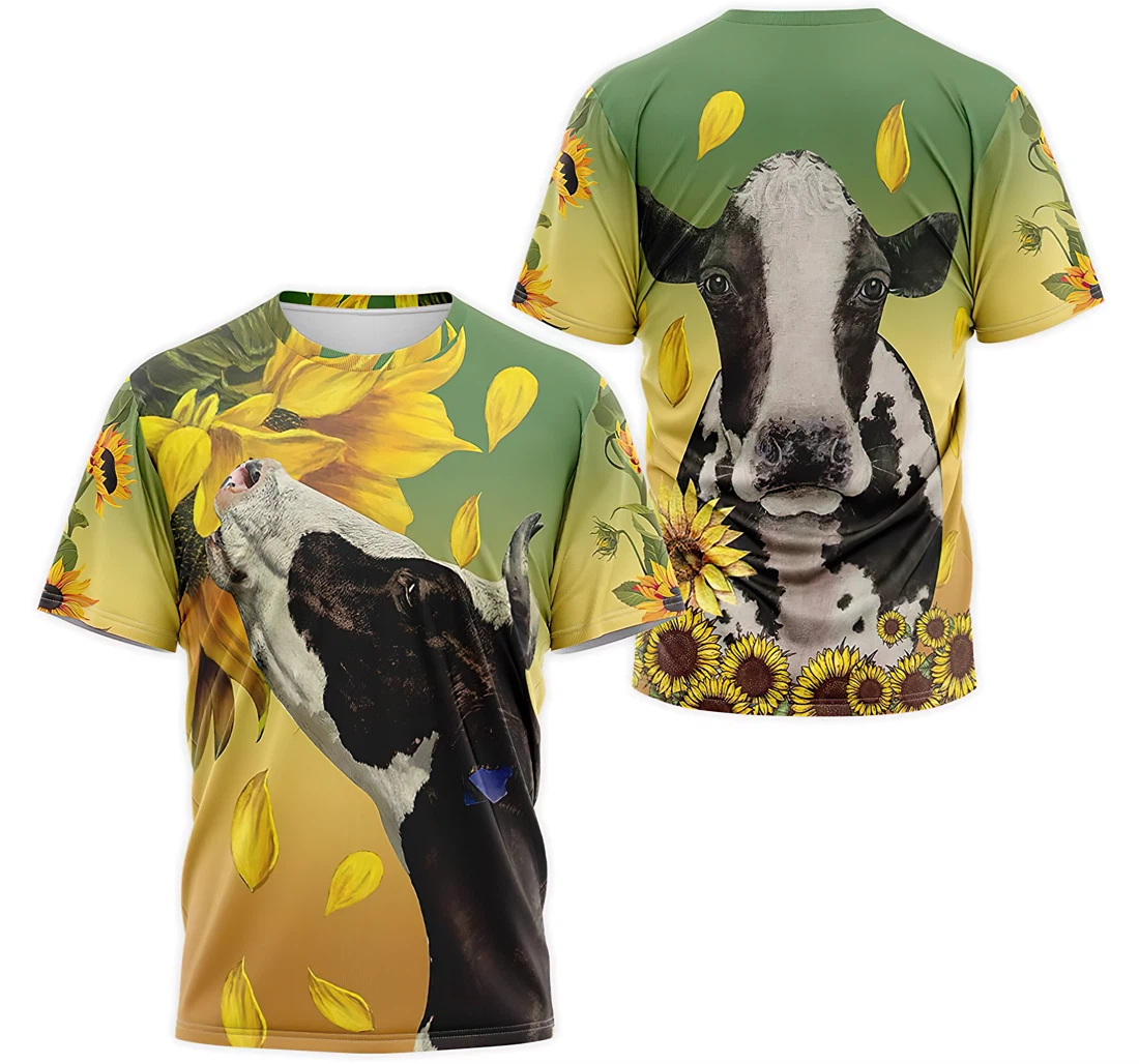 Personalized T-Shirt, Hoodie - Sunflower Cow Face 3D Printed