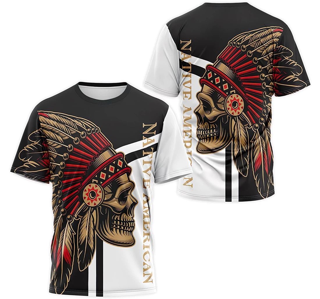 Personalized T-Shirt, Hoodie - Native American Skull Headdress Warbonnet 2 3D Printed
