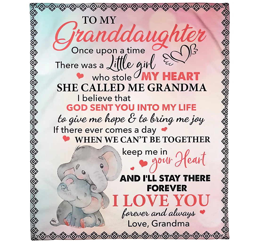 Elephants Blanket Gift For Granddaughter Love Grandma Fleece Sherpa Blanket Xmas