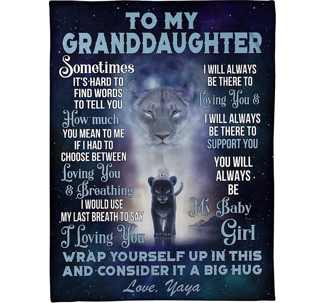 Throw Blanket, Quilt - Personalized Lion To My Granddaughter From Grandpa Witchery Family Braver Lion Shadow Behind The Baby Lion Art Printed Bedding Gifts Xmas Sherpa Fleece