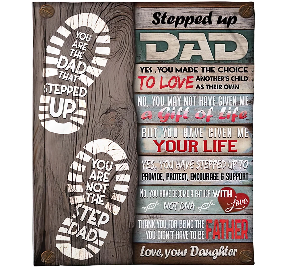 Throw Blanket, Quilt - Personalized To Stepdad From Daughter Custom Name You Are The Dad That Stepped Shoe Mark Of Bonus Dad Bedding Gifts Sherpa Fleece