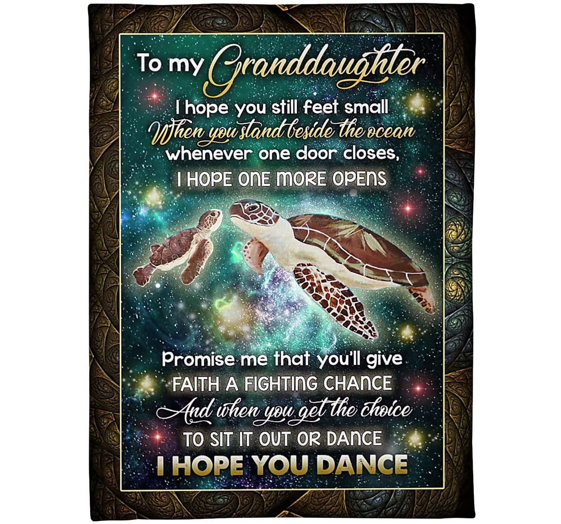 Throw Blanket, Quilt - Personalized To My Granddaughter From Grandma Custom Name I Hope You Still Feet Small Turtles In The Galaxy Art Printed Gifts Sherpa Fleece