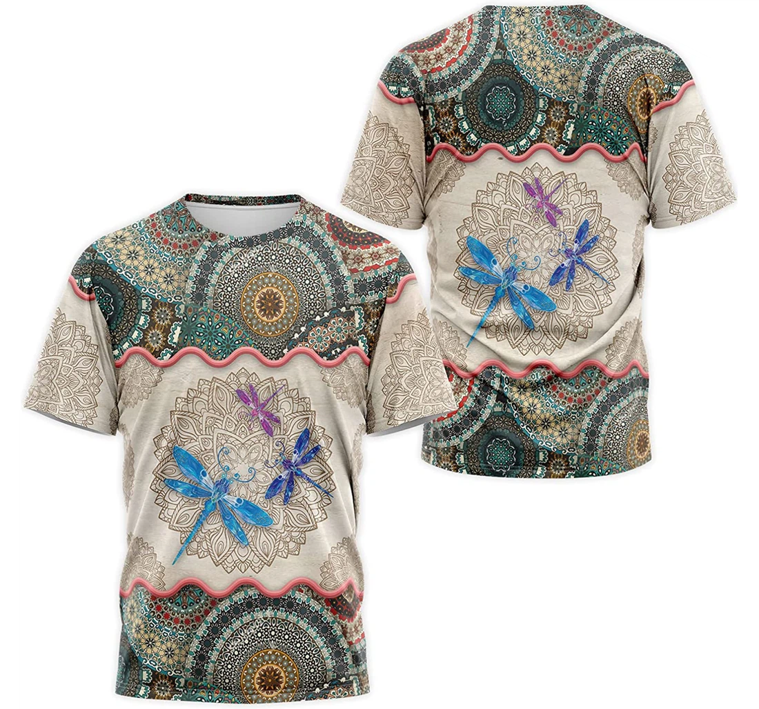 Personalized T-Shirt, Hoodie - Dragonfly Floral Mandala 3D Printed