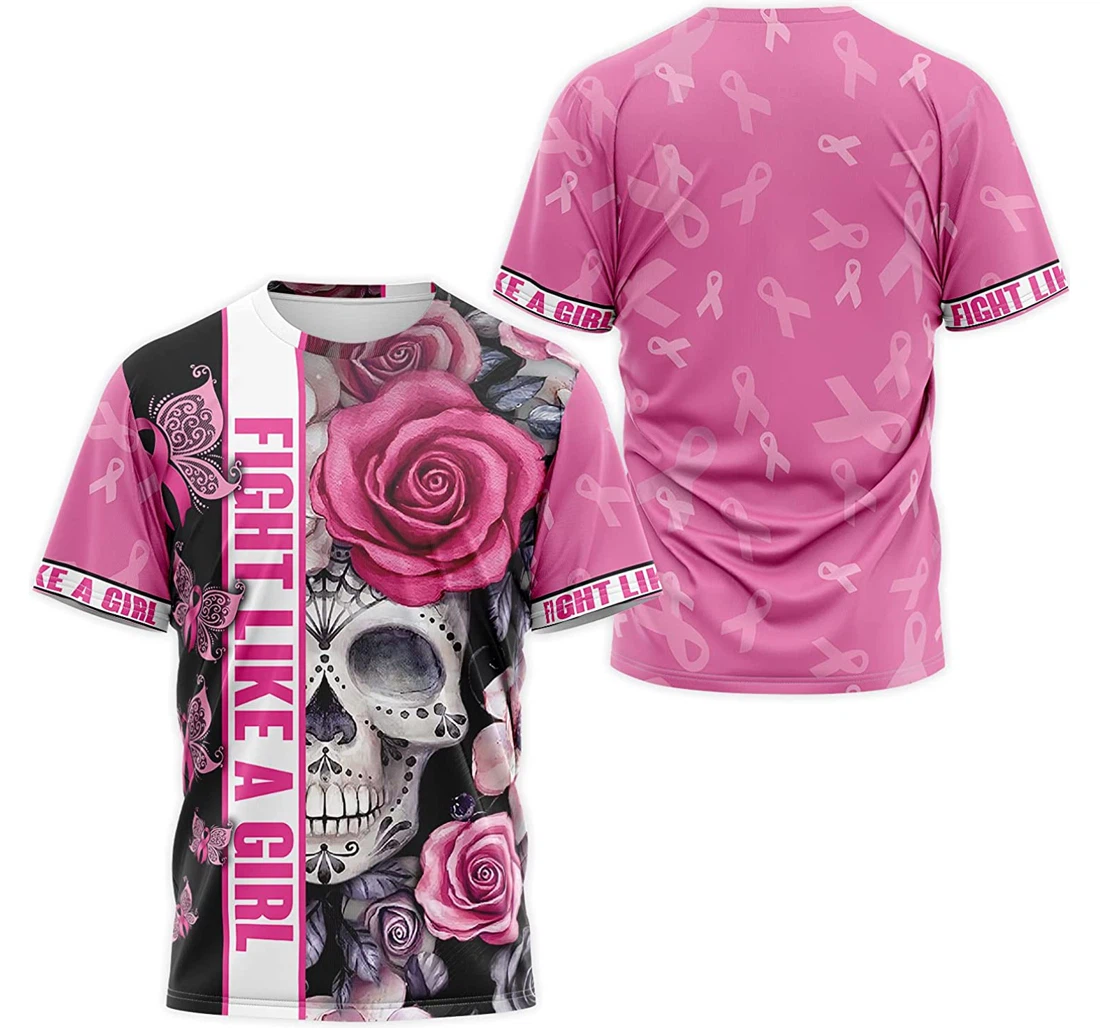 Personalized T-Shirt, Hoodie - Fight Like A Girl Rose Skull Awareness Pattern 3D Printed