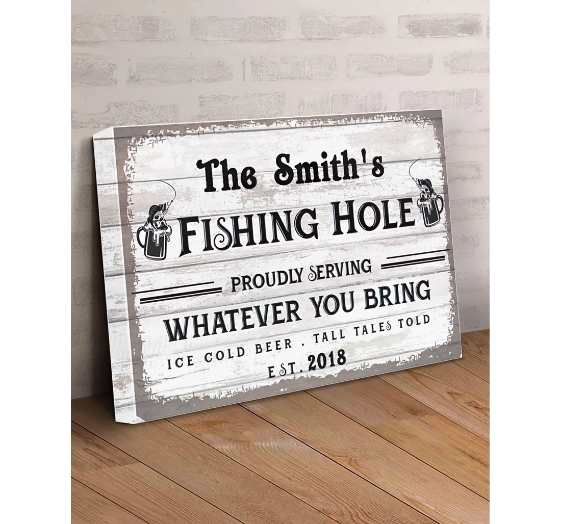 Poster, Canvas - Fishing Hole Personalized Gifts Print Framed Wall Art