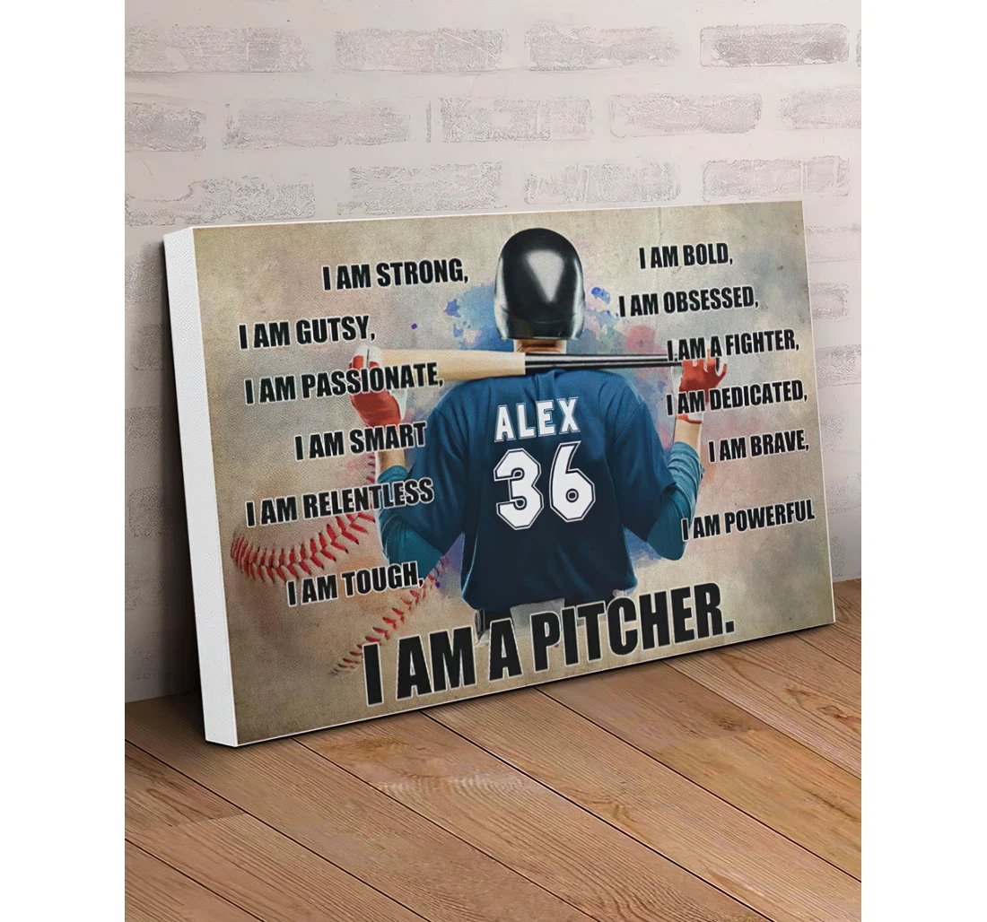 Poster, Canvas - I Am A Pitcher Baseball Gifts Print Framed Wall Art