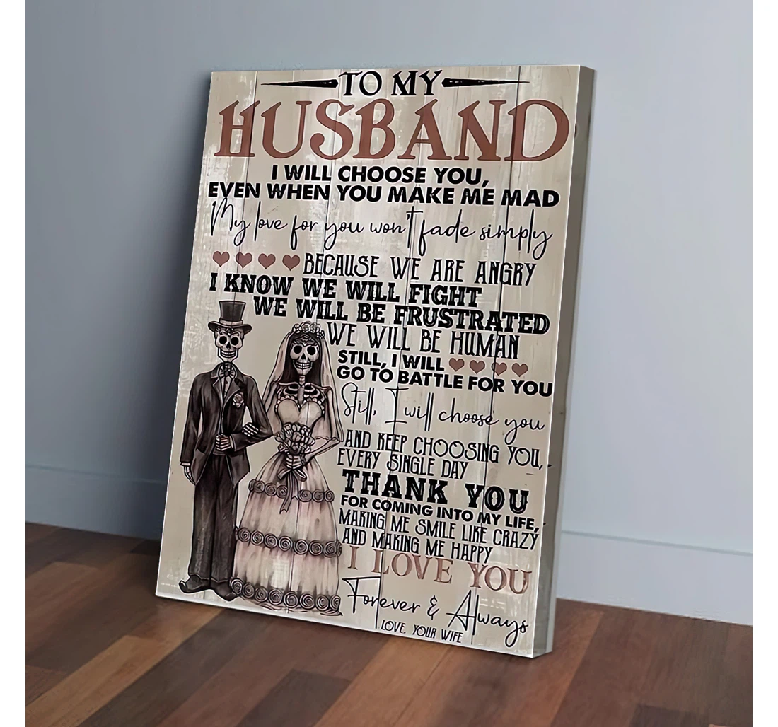 Poster, Canvas - To My Husband Wife Skeleton Love Gifts Print Framed Wall Art