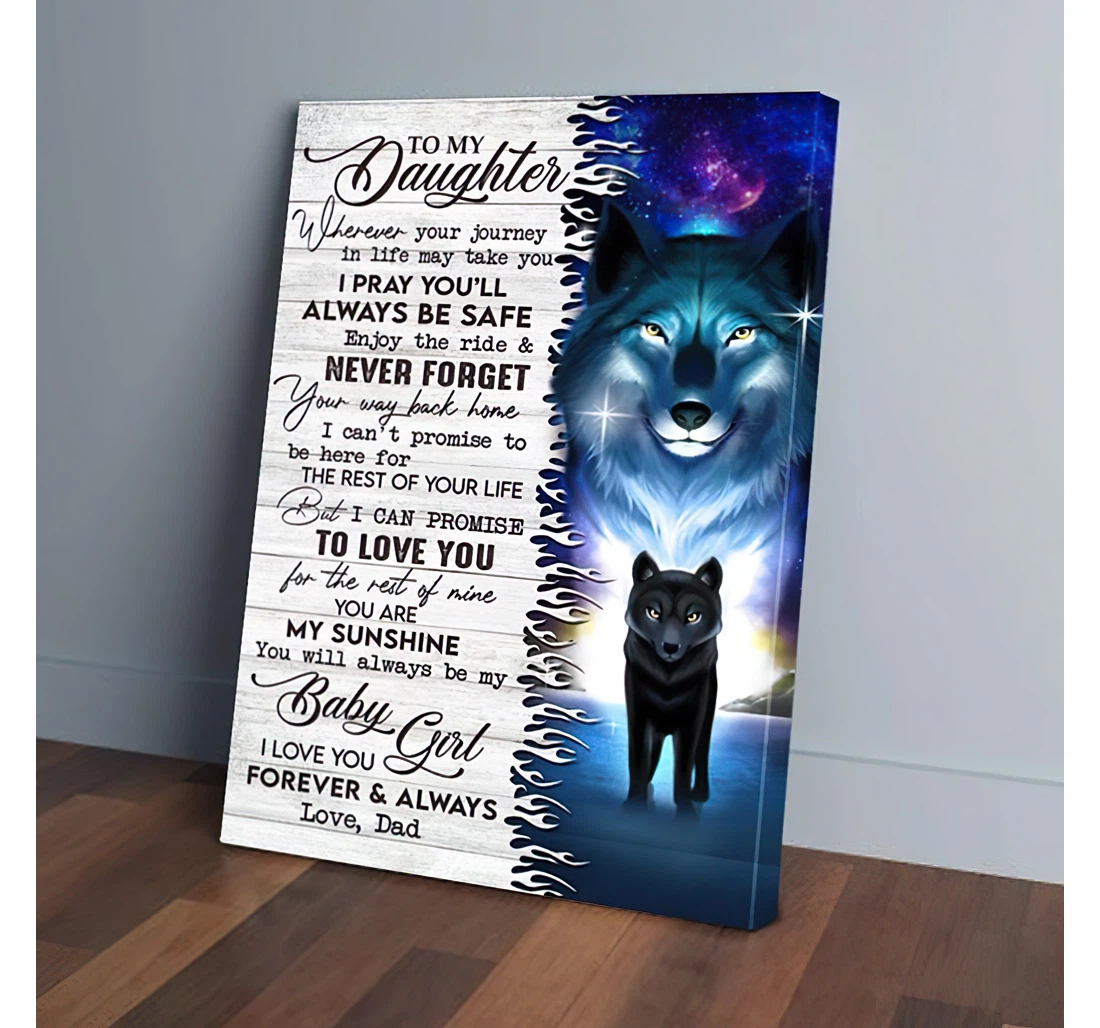 Poster, Canvas - To My Daughter Dad Wolf Gifts Print Framed Wall Art