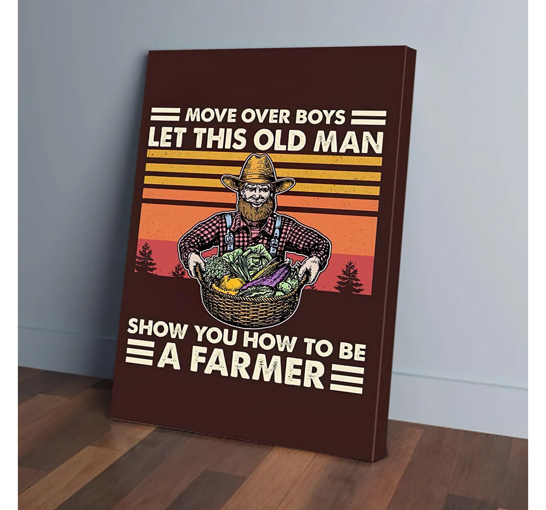 Poster, Canvas - Old Man Farmer Gifts Print Framed Wall Art