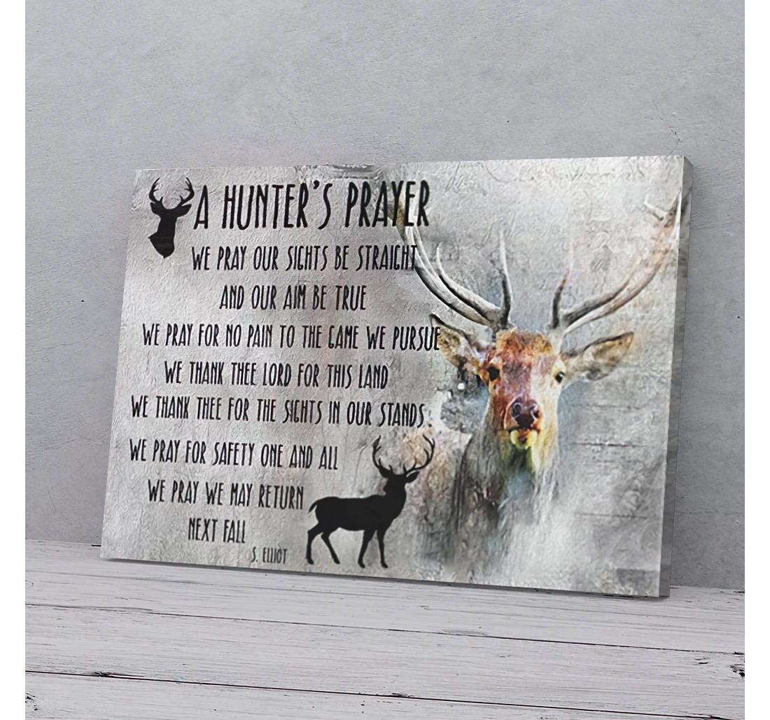 Poster, Canvas - Hunter's Prayer Deer Gifts Print Framed Wall Art