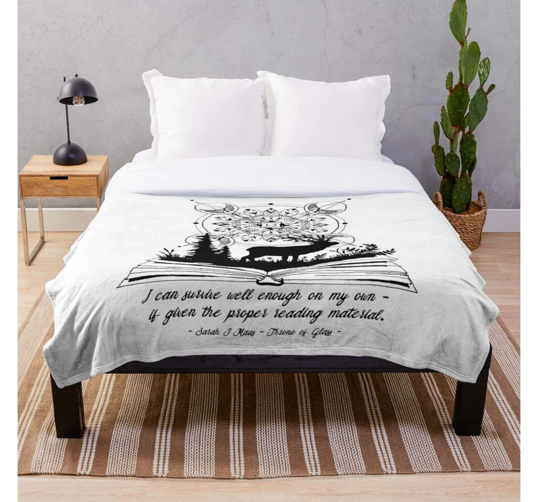 Throw Blanket, Quilt - Fae Watercolour Beautiful Sjm Tribal Deer Quote Tog Sayings- Premium Silky Smooth Printed Micro Used Home Beds Sofas Bedrooms And Living Rooms I Sherpa Fleece