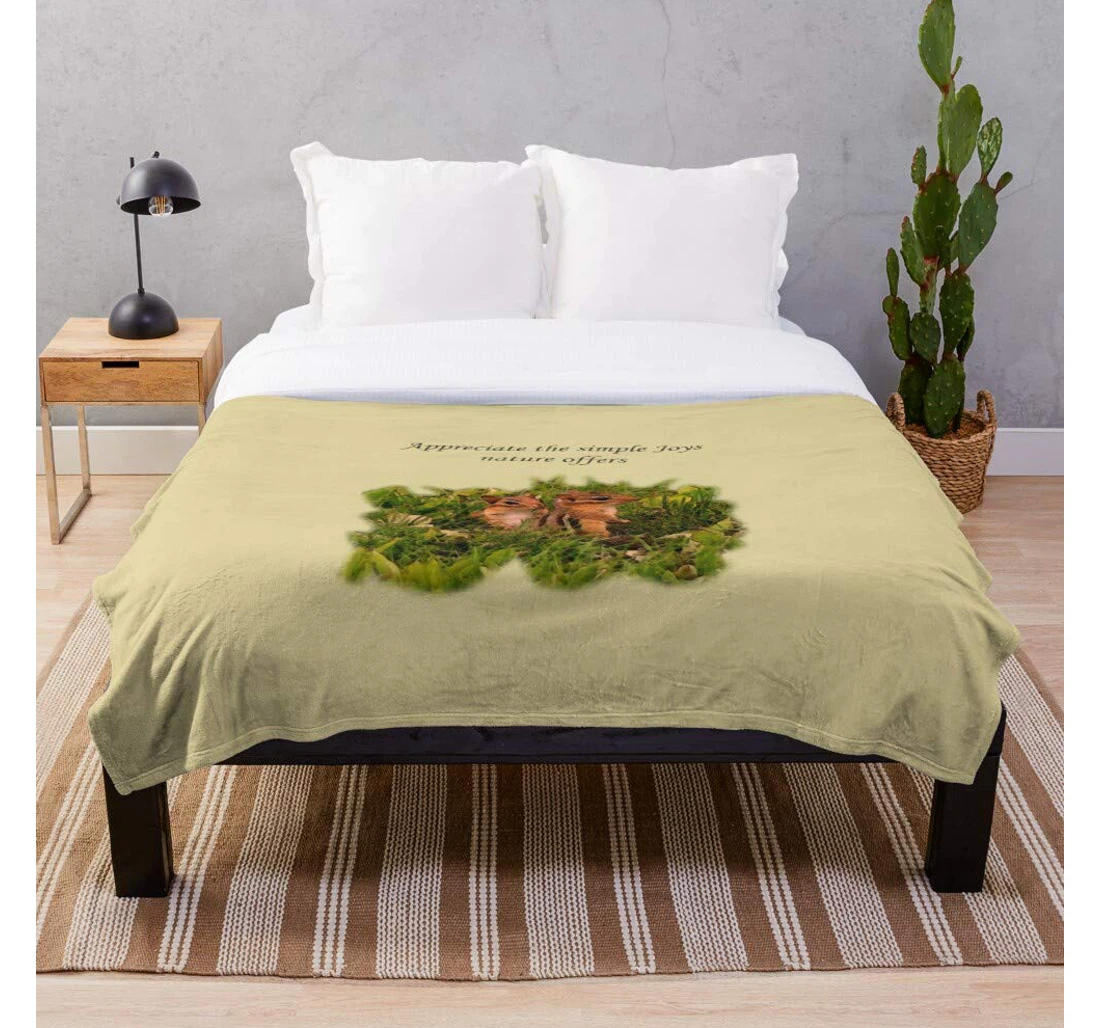 Throw Blanket, Quilt - Baby Animals Quotes Chipmunks Cute Nature Inspirational I Animals- - Printed Bedding Blanket- Customize Sherpa Fleece