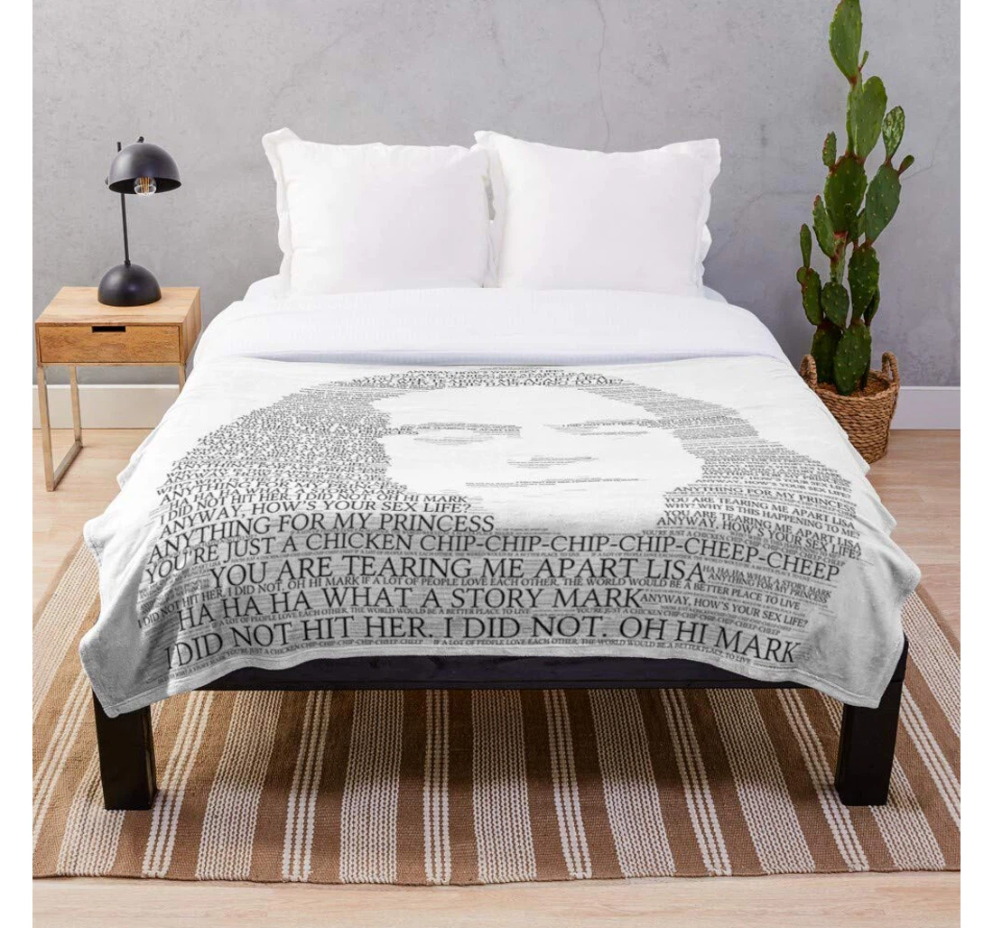 Throw Blanket, Quilt - Wiseau Comedy Quotes Funny Movies The Bad Tommy Room Movies Printed Durable - Woven- Bedroom Living Rooms I Customize Sherpa Fleece