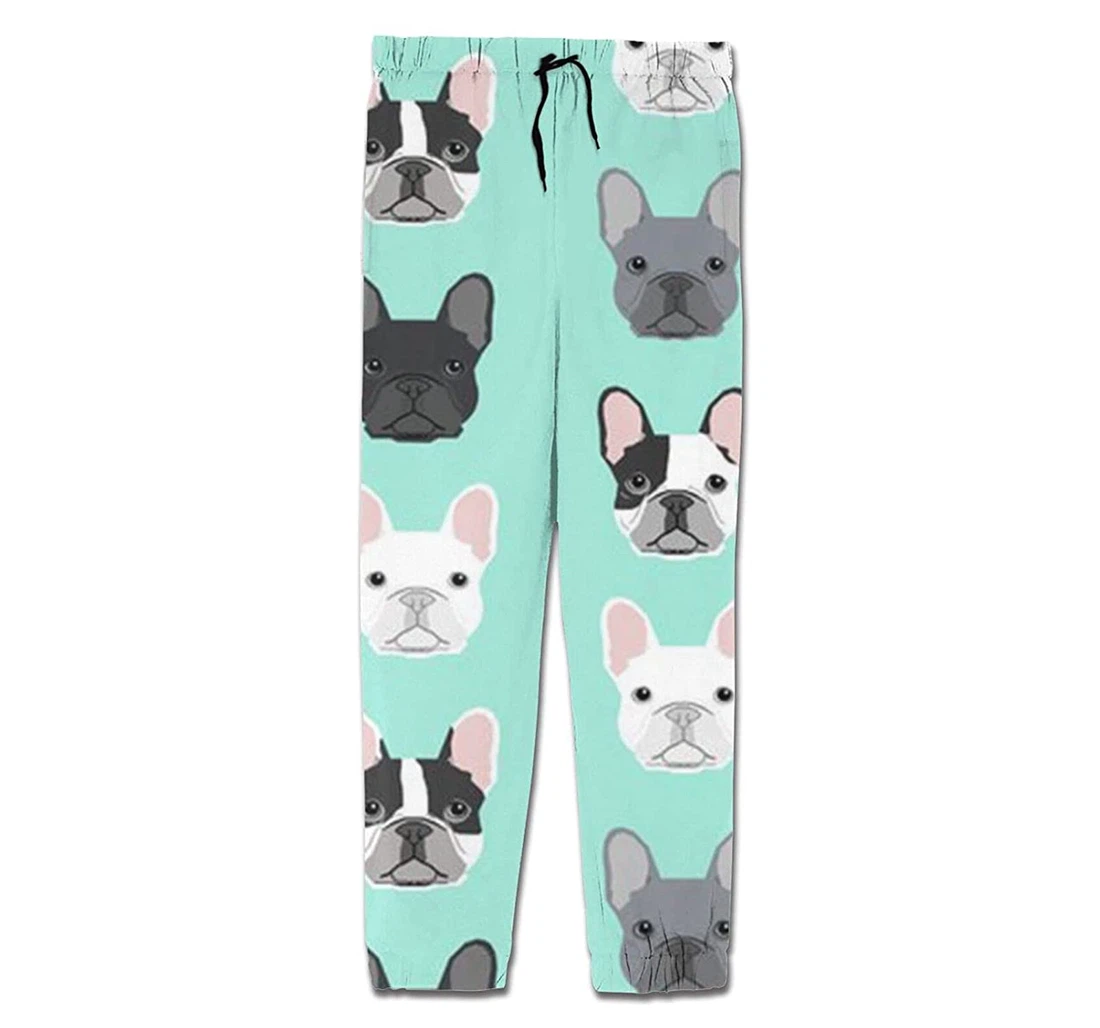 Personalized Casual French Bulldog Dog Puppy Dog Sweatpants, Joggers Pants With Drawstring For Men, Women