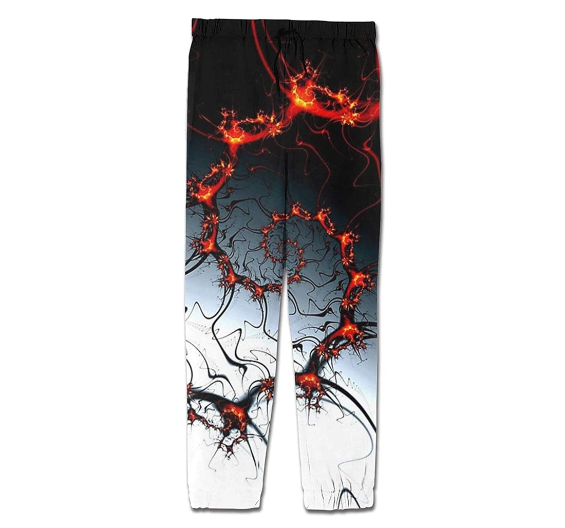 Personalized Graphic Burning Fracta Spiral Sweatpants, Joggers Pants With Drawstring For Men, Women