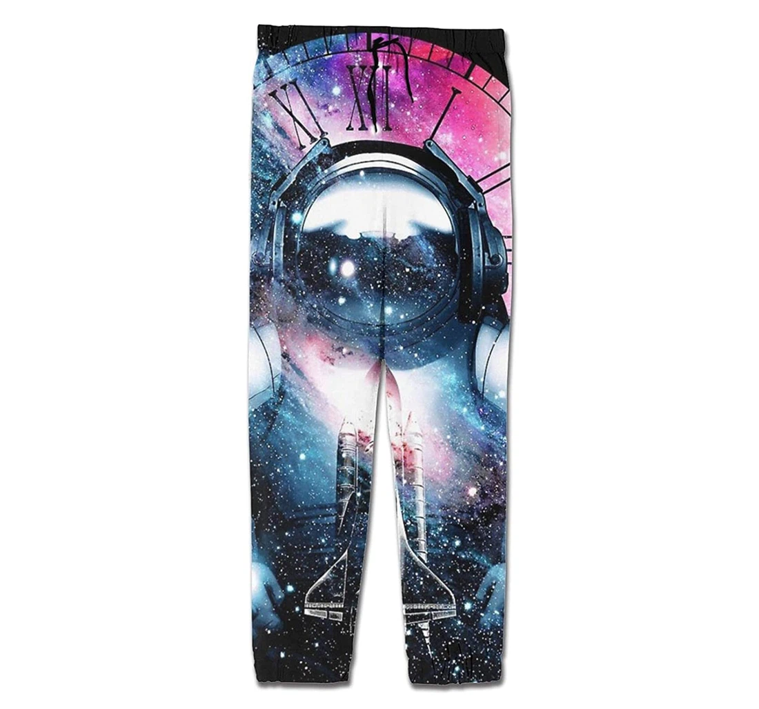 Personalized Casual Cosmos Time Rocket Astronaut Sweatpants, Joggers Pants With Drawstring For Men, Women