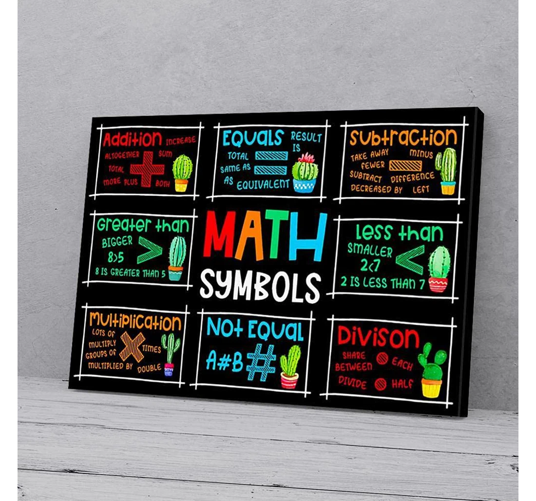 Poster, Canvas - Math Symbols Teacher Gifts Print Framed Wall Art