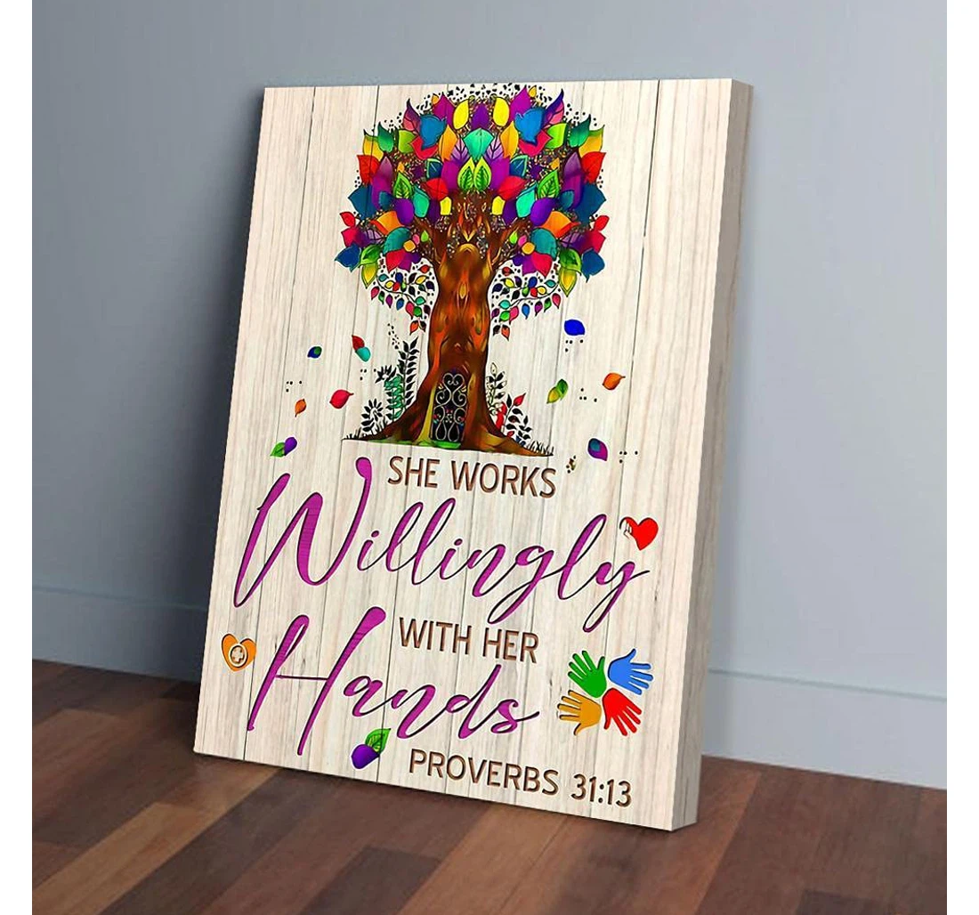 Poster, Canvas - She Works Willingly With Her Hands Social Worker Gifts Print Framed Wall Art