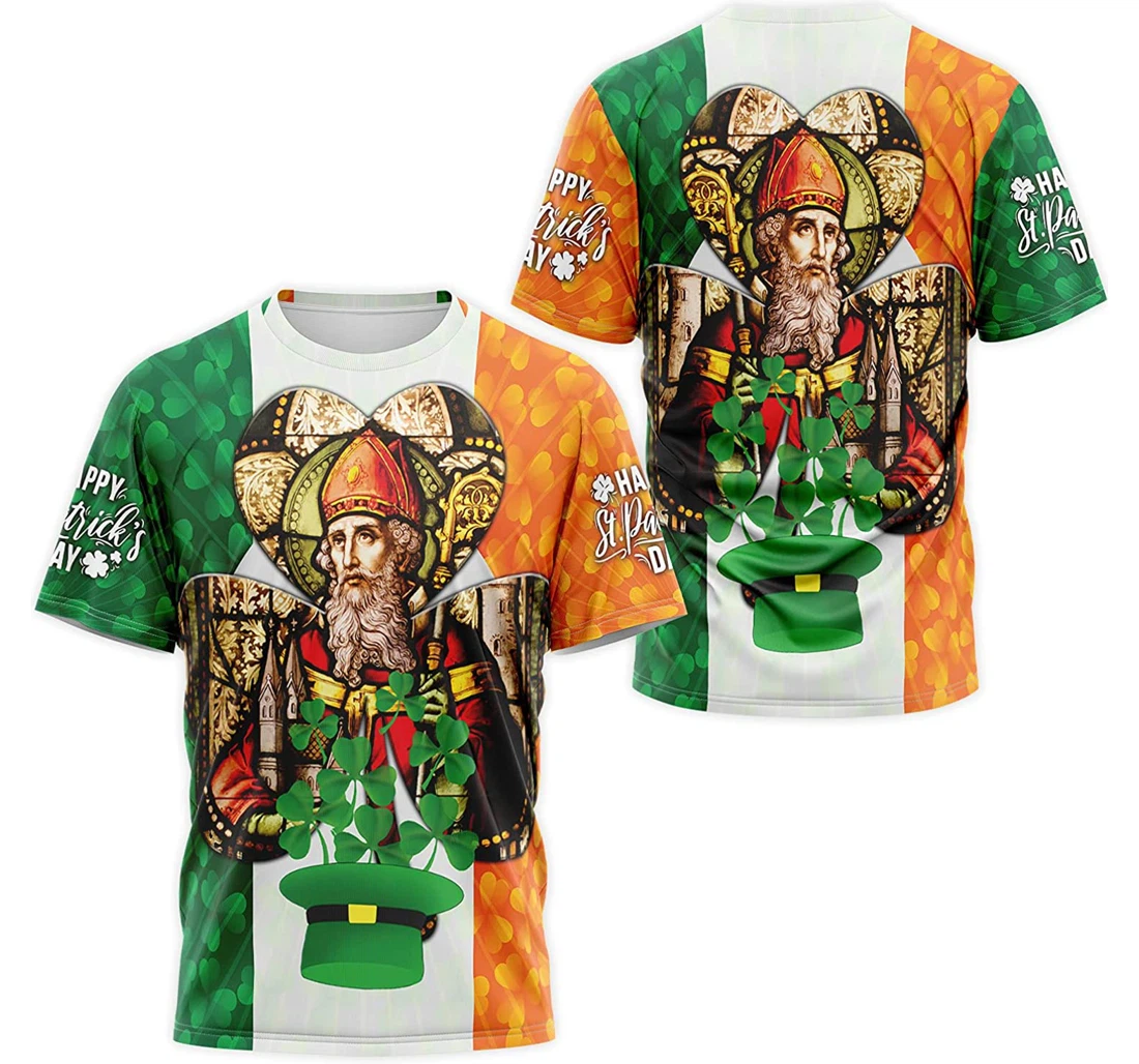 T-Shirt, Hoodie - Happy Saint Patrick's Day Ireland Flag Clover Pattern 3D Printed