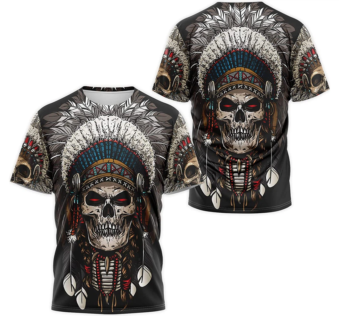 T-Shirt, Hoodie - Native American Skull Heeddress Warbonnet 3D Printed