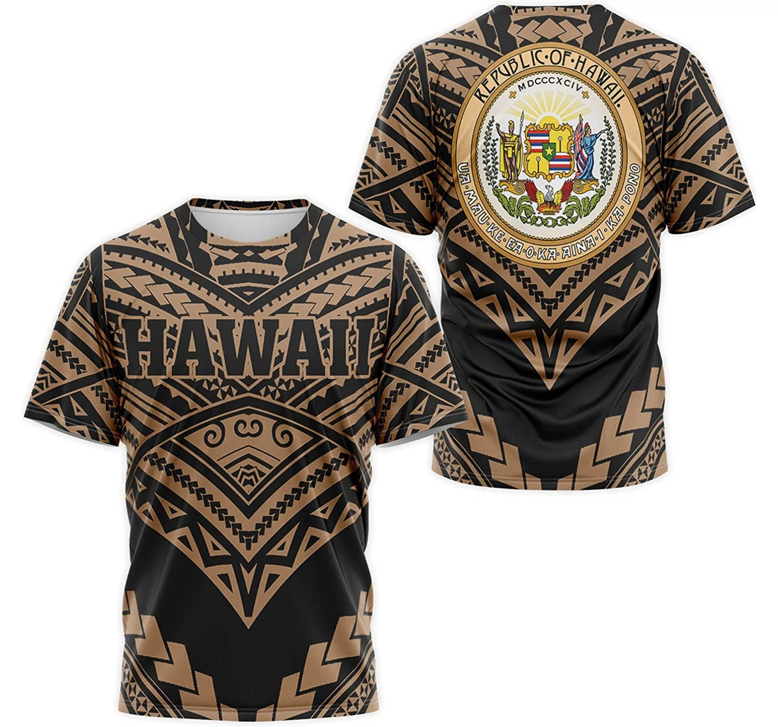 T-Shirt, Hoodie - Hawaii Coat Of Arms Tribal Tattoos Polynesian Pattern 3D Printed