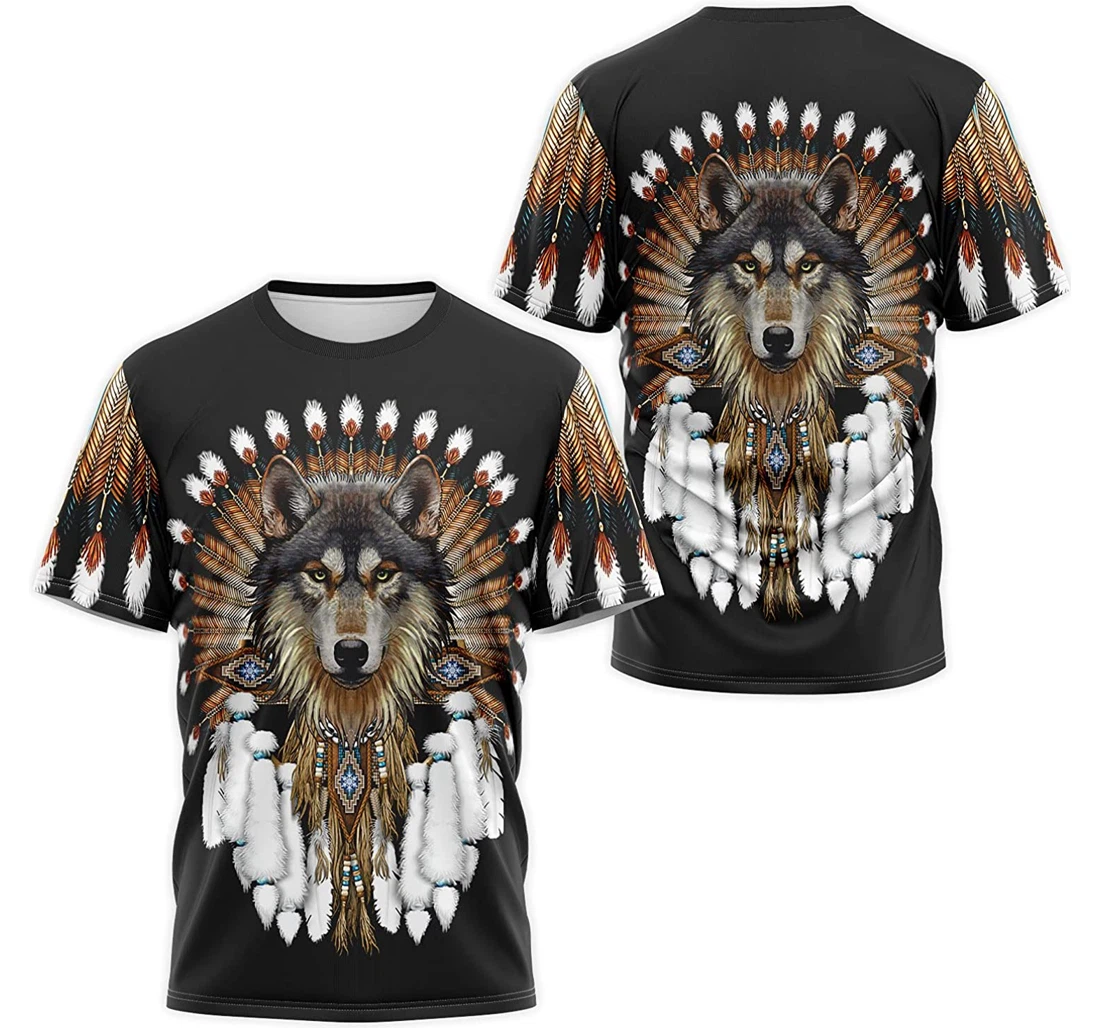 T-Shirt, Hoodie - Native American Wolf Indian Dreamcatcher Headdress Warbonnet 3D Printed