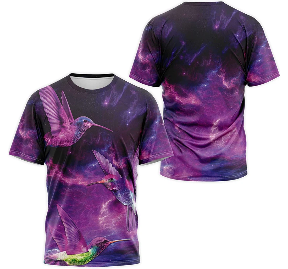 T-Shirt, Hoodie - Purple Galaxy Hummingbird 3D Printed